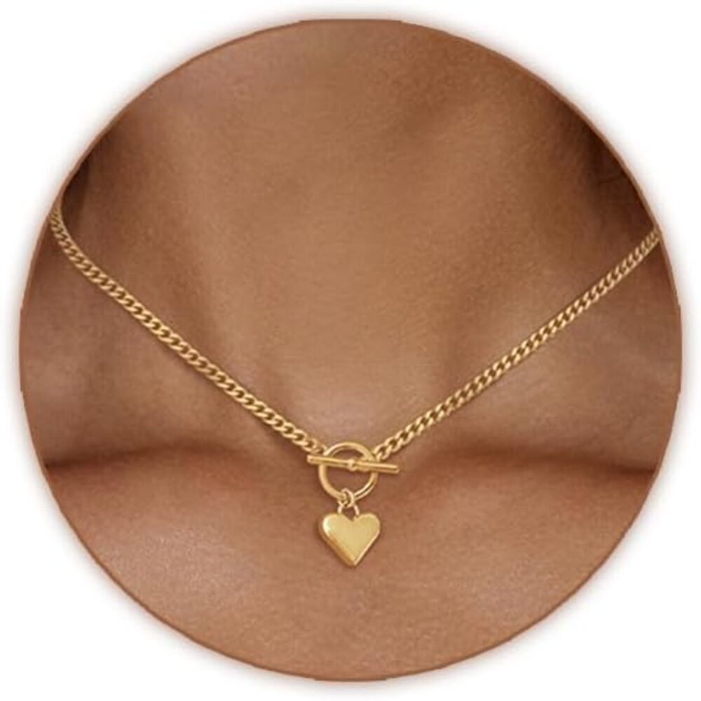 Heart Necklace for Women Gold/Silver Plated Trendy Heart Choker Lover Pendant Hy